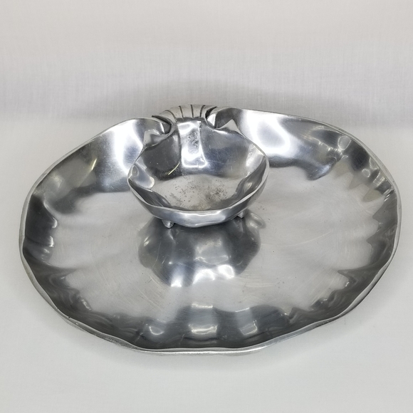 Wilton Armetale Pewter 2Pc Clam Shell Chip Dip Veggie Serving Tray Party Set - Picture 3 of 11